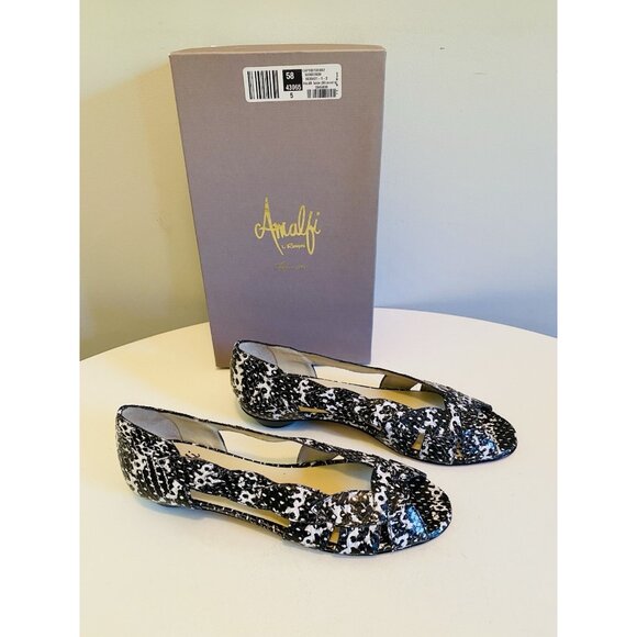 Amalfi Shoes - NIB Amalfi by Rangoni Womens Size 7.5 Iside White/Black Slip On Flats Italy